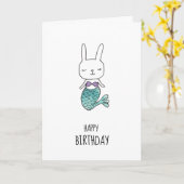 ハッピーバースデーの人魚の挨拶状 カード (黄色い花)