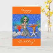 ハッピーバースデーの人魚カード カード (黄色い花)