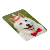 ハッピーバースデーの任意の柴犬ドッグインパーティーハット マグネット (右側)