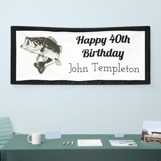ハッピーバースデーの低音の魚釣りの人の旗 横断幕 (トレードショー)