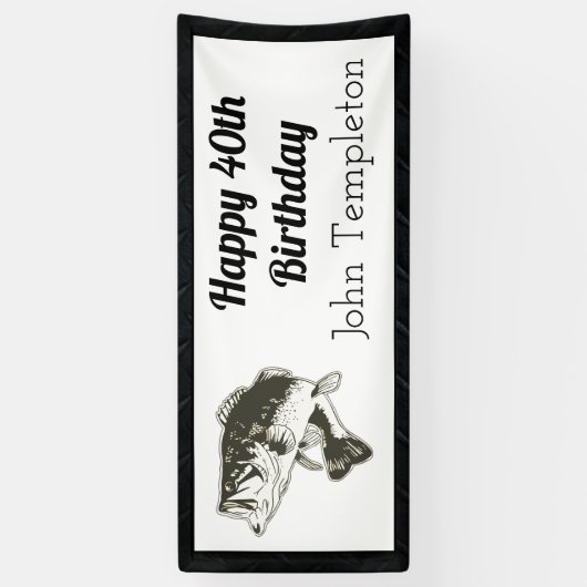 ハッピーバースデーの低音の魚釣りの人の旗 横断幕 (縦)