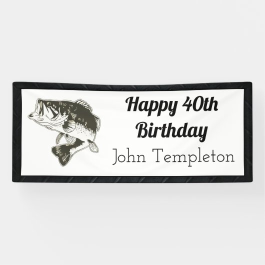 ハッピーバースデーの低音の魚釣りの人の旗 横断幕 (横)