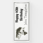 ハッピーバースデーの低音の魚釣りの人の旗 横断幕 (縦)