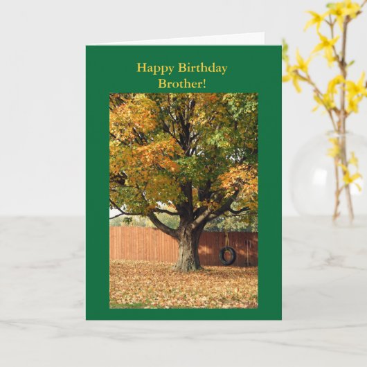 ハッピーバースデーの兄弟! 古いタイヤの振動 カード (黄色い花)