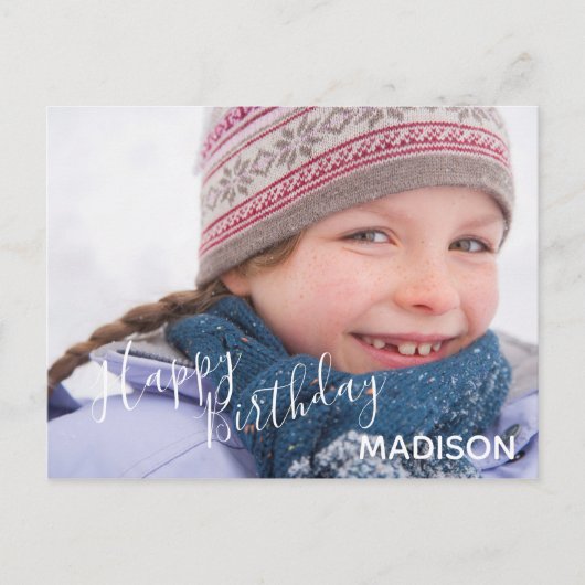 ハッピーバースデーの写真と矢印 – 誕生日はがき インビテーションポストカード (正面)