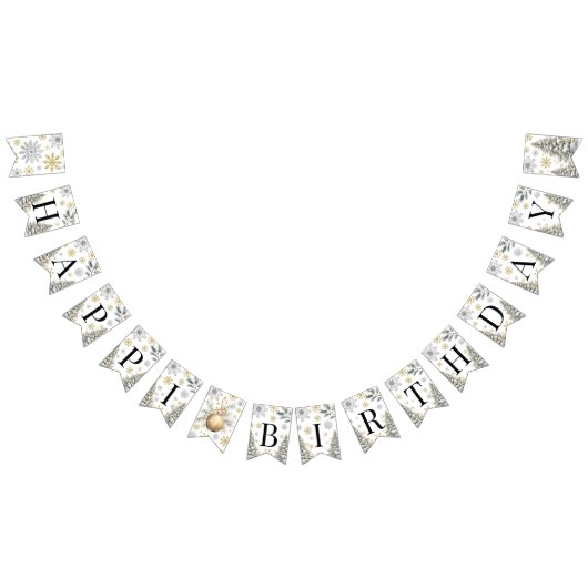 ハッピーバースデーの冬のバンティングバナー バンティングフラッグ (全)