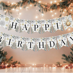 ハッピーバースデーの冬のバンティングバナー バンティングフラッグ