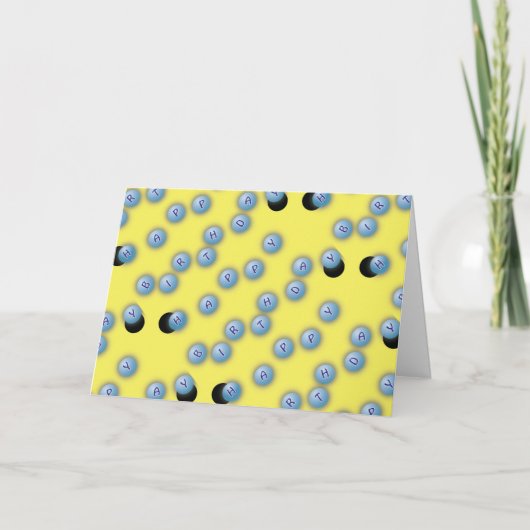 ハッピーバースデーの卓球のデザインの黄色 カード (正面)