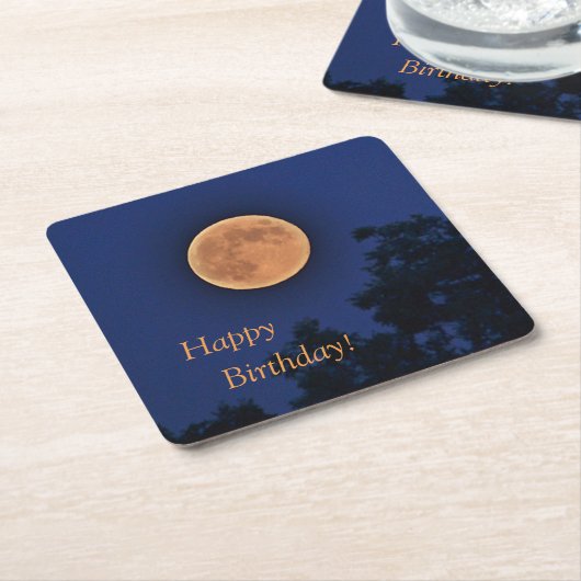 ハッピーバースデーの収穫月 スクエアペーパーコースター (アングル)