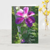 ハッピーバースデーの叔母さんPurple Flower Clematis カード (黄色い花)