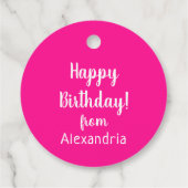 ハッピーバースデーの名前からホットピンク誕生日ギフト フェイバータグ (裏面)