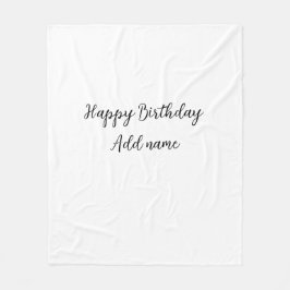 ハッピーバースデーの名前のタイトルシンプルミニマル追加 フリースブランケット