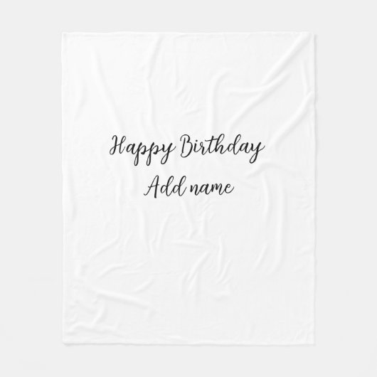 ハッピーバースデーの名前のタイトルシンプルミニマル追加 フリースブランケット (正面)
