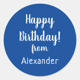 ハッピーバースデーの名前の青誕生日 ラウンドシール