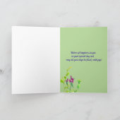 ハッピーバースデーの名前をカスタムするのブルーバードの野生の花 カード (内部)