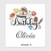 ハッピーバースデーの名前をカラフル手書き シール (シート)