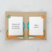 ハッピーバースデーの名前を追加オレンジ緑の青素朴 カード (内部)