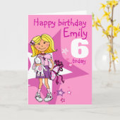 ハッピーバースデーの女の子の個人用年齢カード カード (黄色い花)