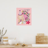 ハッピーバースデーの女の子の願い1歳 ポスター (キッチン)