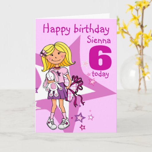 ハッピーバースデーの女の子は年齢カードを個人化します カード (黄色い花)