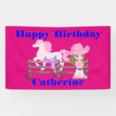 ハッピーバースデーの女性のカーボーイの旗 横断幕 (横)