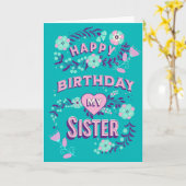 ハッピーバースデーの妹パーソナライズされた カード (黄色い花)