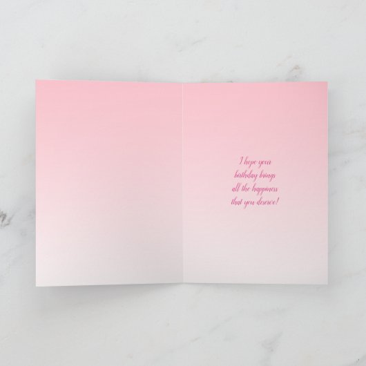 ハッピーバースデーの妹ピンク牡丹 カード (内部)