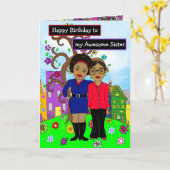 ハッピーバースデーの妹素晴らしへ カード (黄色い花)