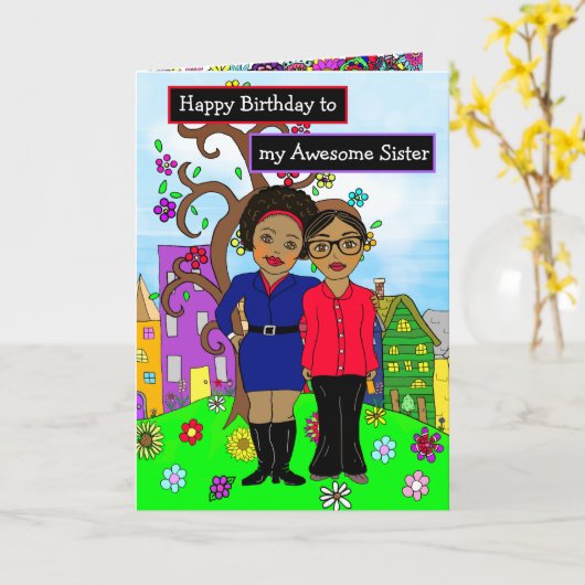 ハッピーバースデーの妹素晴らしへ カード (黄色い花)