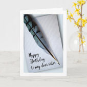 ハッピーバースデーの妹親愛ブルージェイ・フェザー カード (黄色い花)