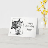 ハッピーバースデーの姉妹のカスタムで特別な馬の願い カード (黄色い花)