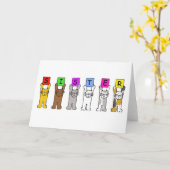 ハッピーバースデーの姉妹猫たち カード (黄色い花)