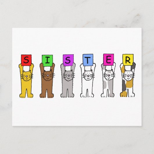 ハッピーバースデーの姉妹猫たち ポストカード (正面)