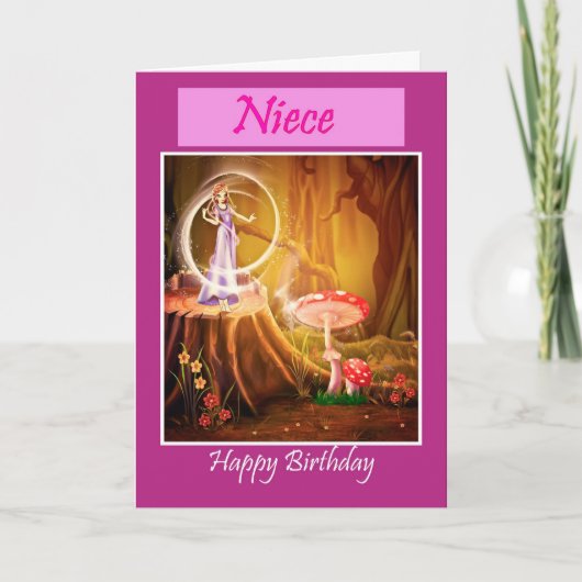 ハッピーバースデーの姪と妖精の姪の誕生日 カード (正面)