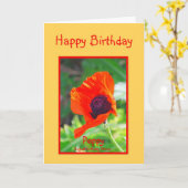 ハッピーバースデーの威厳があるな誕生日のケシ カード (黄色い花)