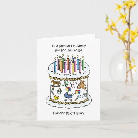 ハッピーバースデーの娘と母になる カード (黄色い花)