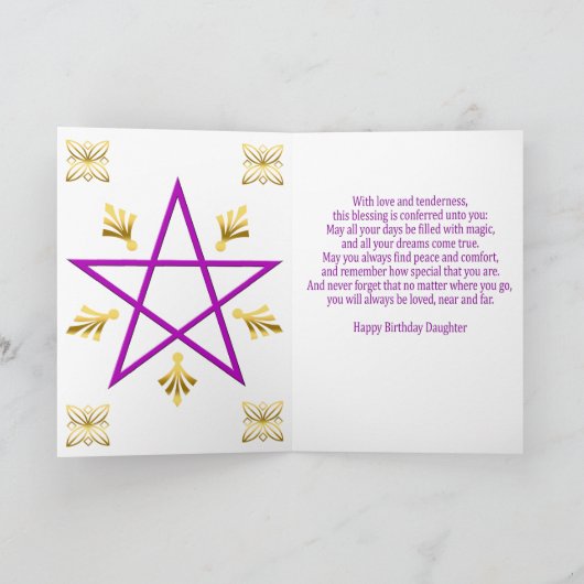 ハッピーバースデーの娘の小妖精や小人カード カード (内部)