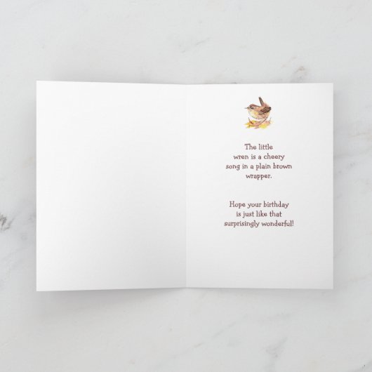 ハッピーバースデーの娘の水彩画のミソサザイの鳥 カード (内部)