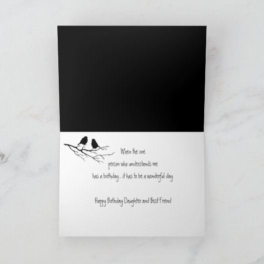 ハッピーバースデーの娘の特別な友人、2羽の鳥 カード (内部)
