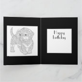 ハッピーバースデーの子どもと犬の着色 カード (内部)