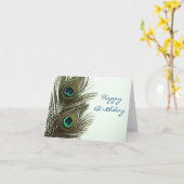 ハッピーバースデーの孔雀の羽カード カード (黄色い花)