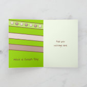 ハッピーバースデーの孫の緑と茶の写真 カード (内部)