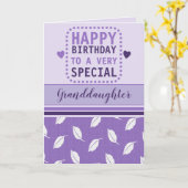 ハッピーバースデーの孫娘の葉のパターン紫 カード (黄色い花)