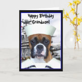 ハッピーバースデーの孫海軍ボクサーの挨拶状 カード (黄色い花)