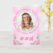 ハッピーバースデーの希望と写真のアップロードと名前、 カード (黄色い花)