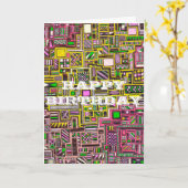 ハッピーバースデーの幾何学的な形のポップアートのパンク カード (黄色い花)