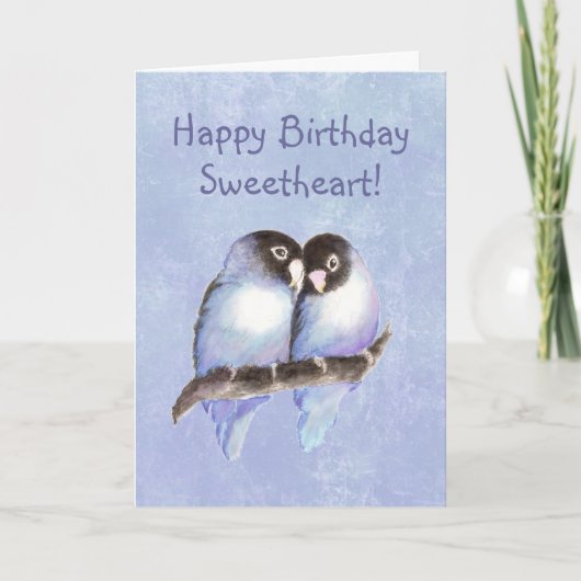 ハッピーバースデーの恋人の青の仲の良い恋人同士 カード (正面)