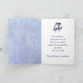 ハッピーバースデーの恋人の青の仲の良い恋人同士 カード (内部)