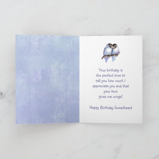 ハッピーバースデーの恋人の青の仲の良い恋人同士 カード (内部)