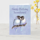 ハッピーバースデーの恋人の青の仲の良い恋人同士 カード (黄色い花)